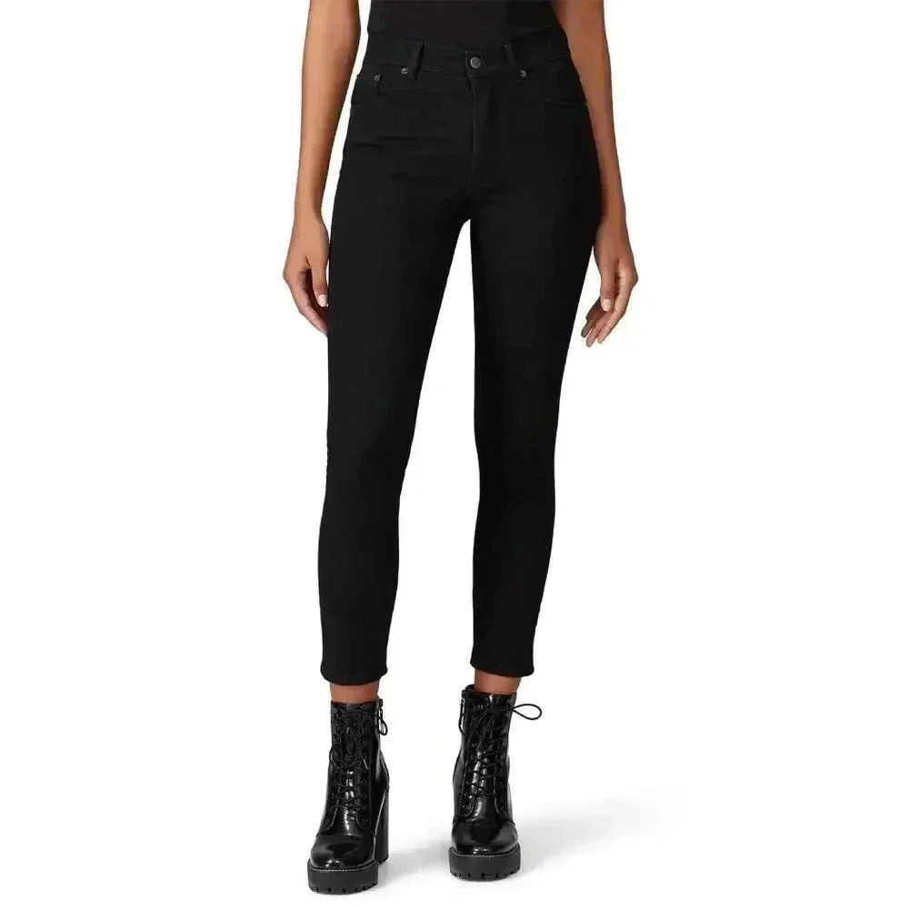 Reformation Jeans Black Organic Cotton Modal Serena Cropped Skinny Jeans Size 24
